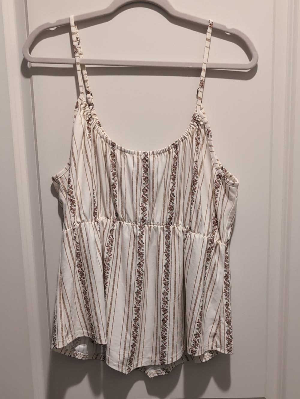 Daytrip White Cami with Brown Floral Stripe